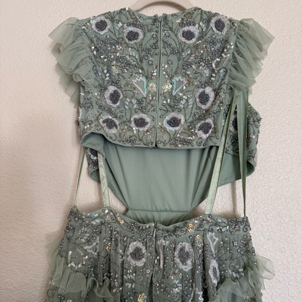 MAC DUGGAL Floral Beaded Ruffle Mini Dress - Picture 12 of 13
